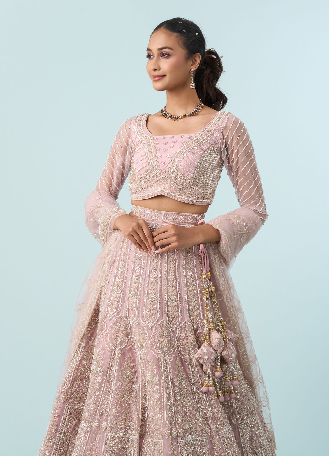 Mohey Women Timeless Pink Elegance Bridal Lehenga