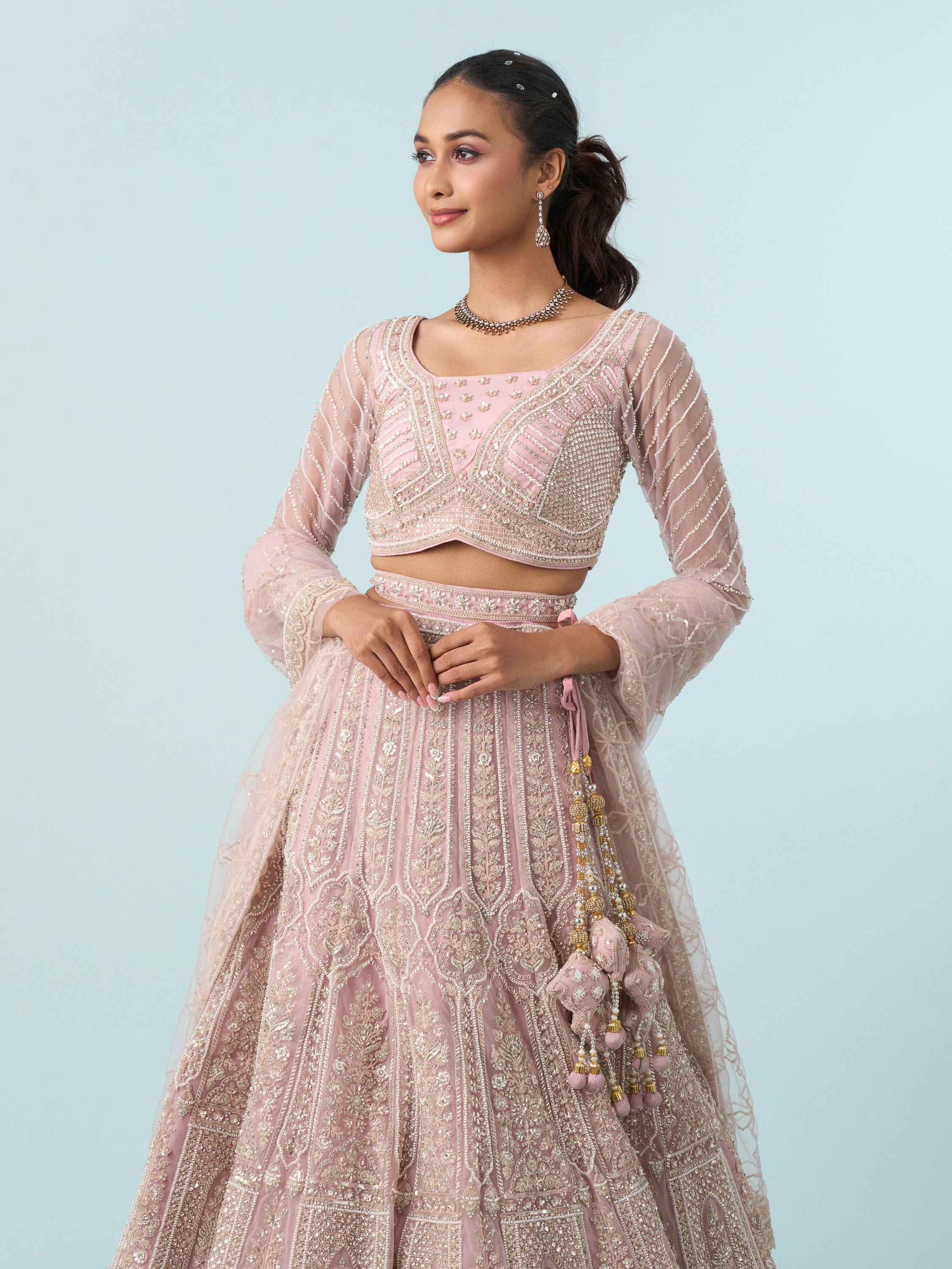 Mohey Women Timeless Pink Elegance Bridal Lehenga