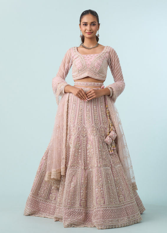 Mohey Women Timeless Pink Elegance Bridal Lehenga