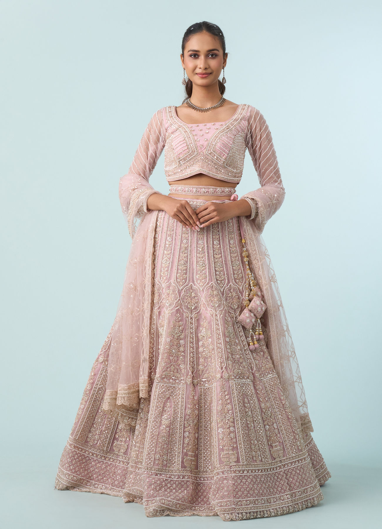 Mohey Women Timeless Pink Elegance Bridal Lehenga