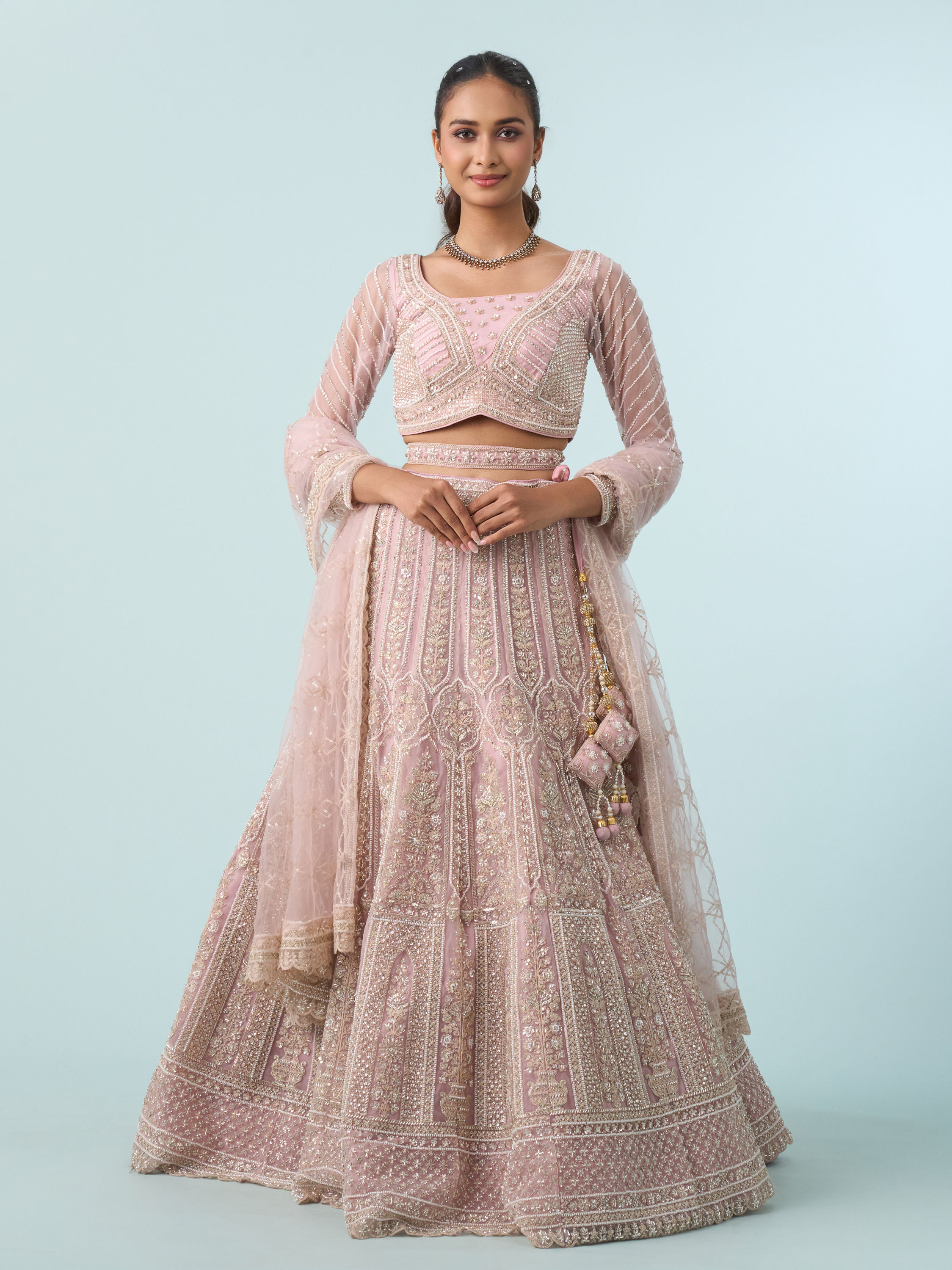 Mohey Women Timeless Pink Elegance Bridal Lehenga