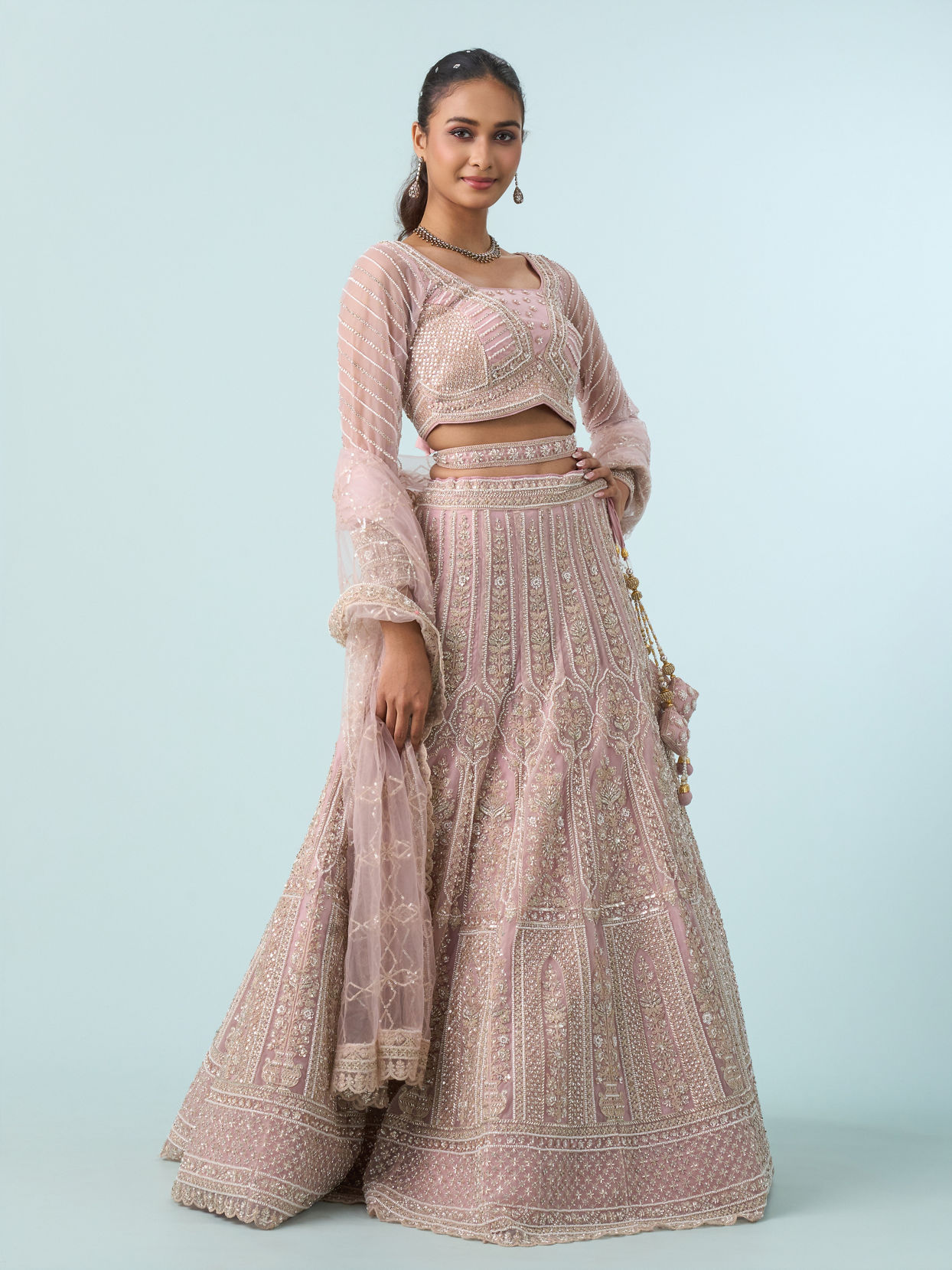 Mohey Women Timeless Pink Elegance Bridal Lehenga