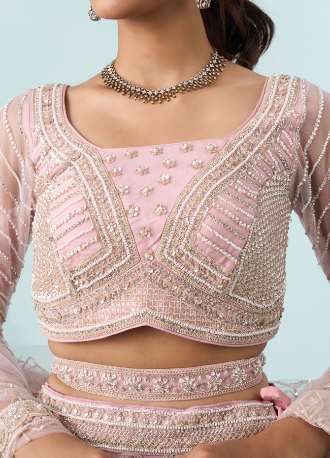 Mohey Women Timeless Pink Elegance Bridal Lehenga