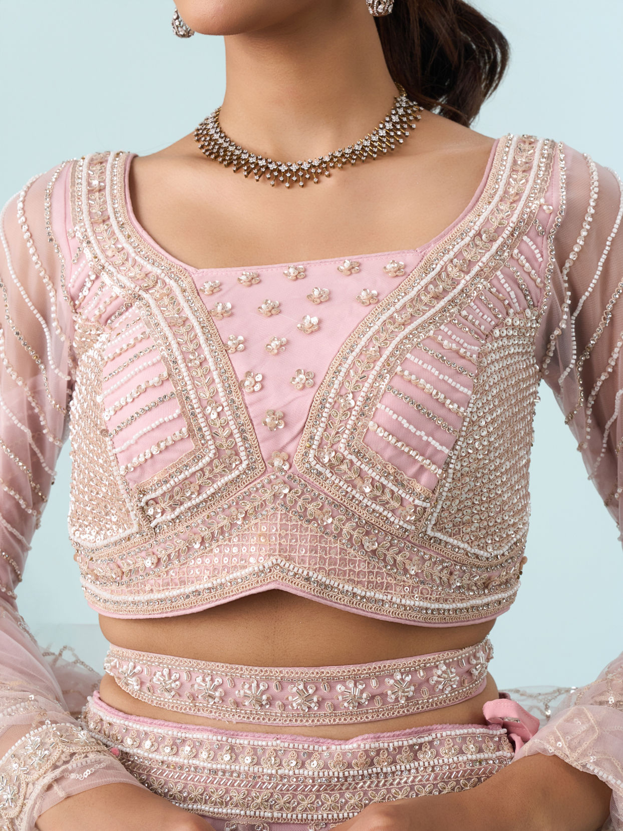 Mohey Women Timeless Pink Elegance Bridal Lehenga