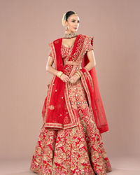Mohey Women Radiant Red Lehenga