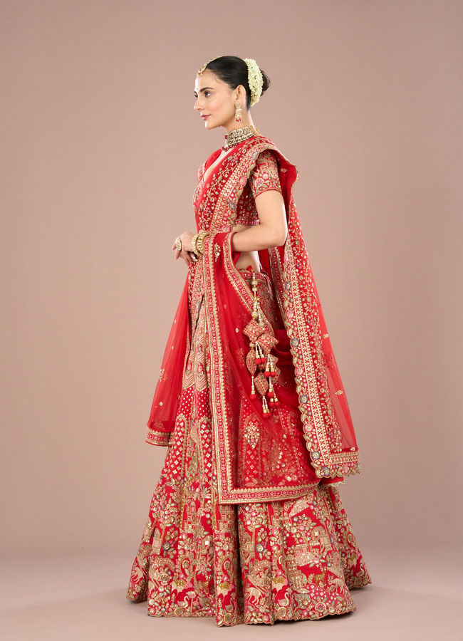 Mohey Women Radiant Red Lehenga