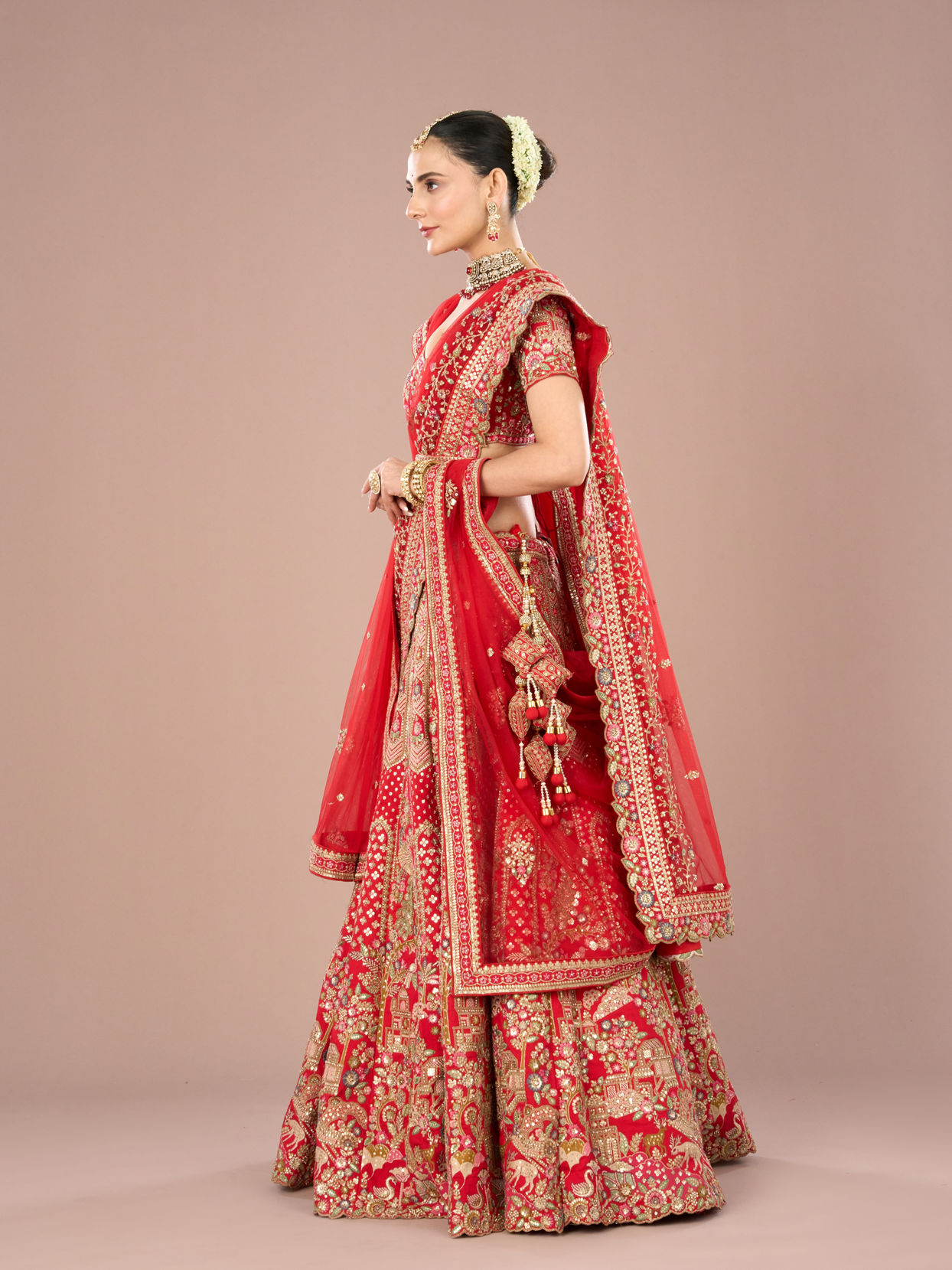 Mohey Women Radiant Red Lehenga
