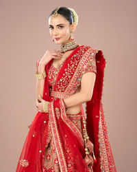 Mohey Women Radiant Red Lehenga