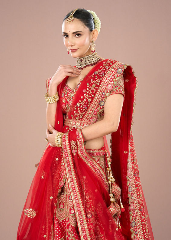 Mohey Women Radiant Red Lehenga