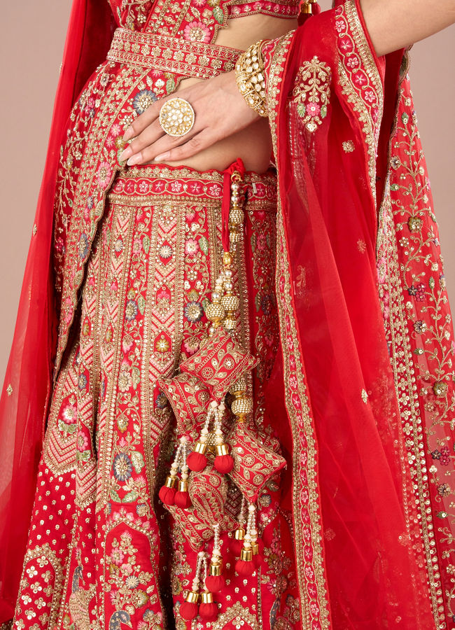 Mohey Women Radiant Red Lehenga