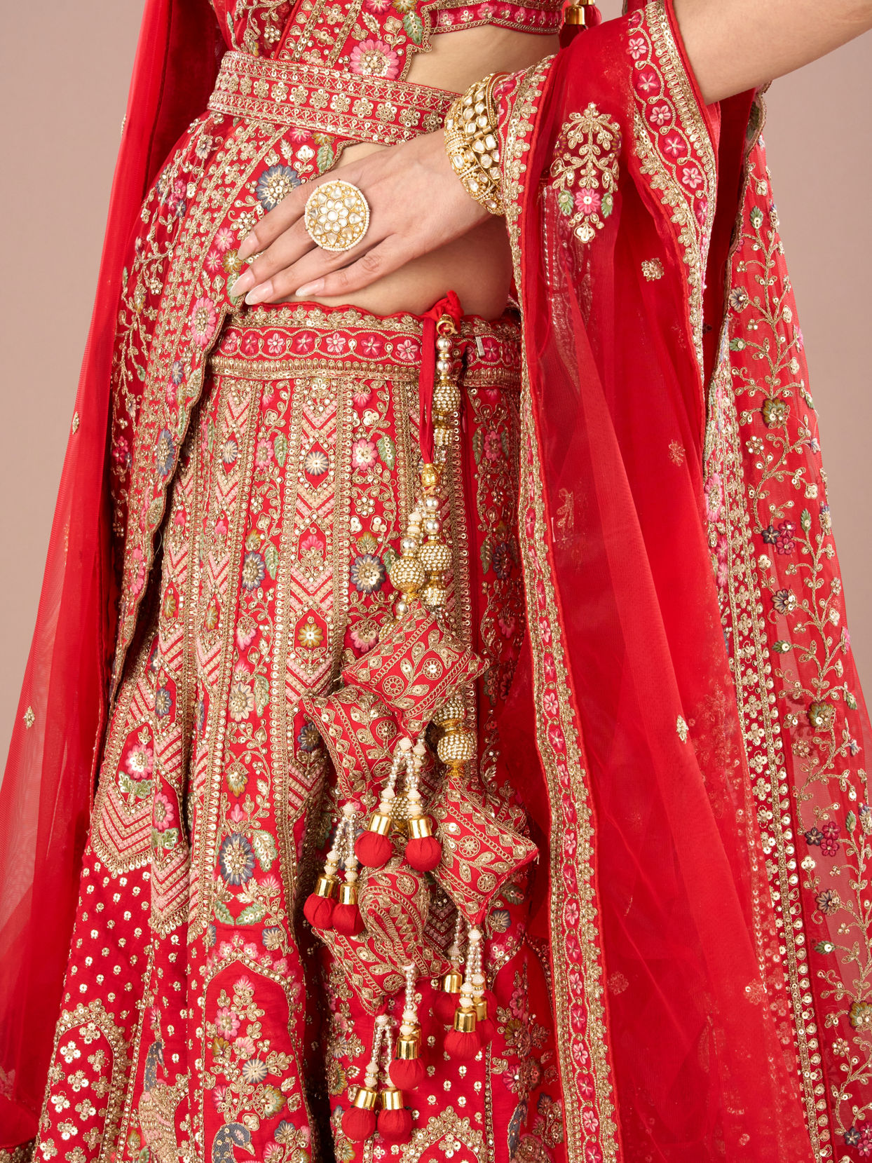 Mohey Women Radiant Red Lehenga