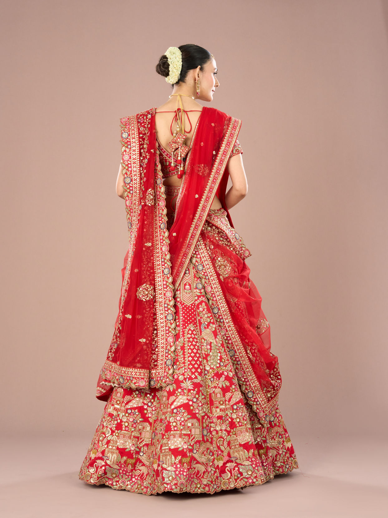 Mohey Women Radiant Red Lehenga