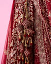 Mohey Women Maroon Majesty Velvet Bridal Lehenga