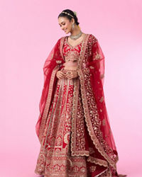 Mohey Women Red Splendor Bridal Lehenga