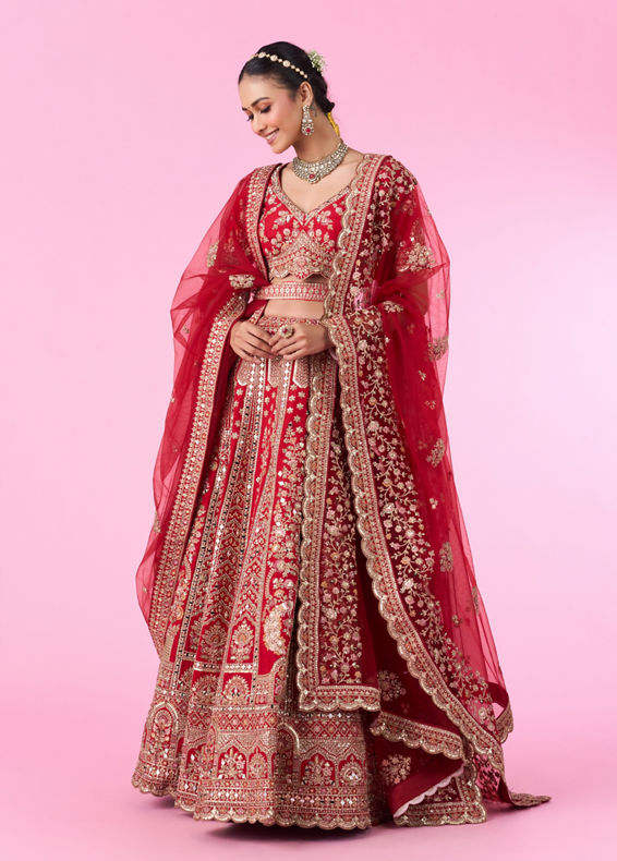 Mohey Women Red Splendor Bridal Lehenga