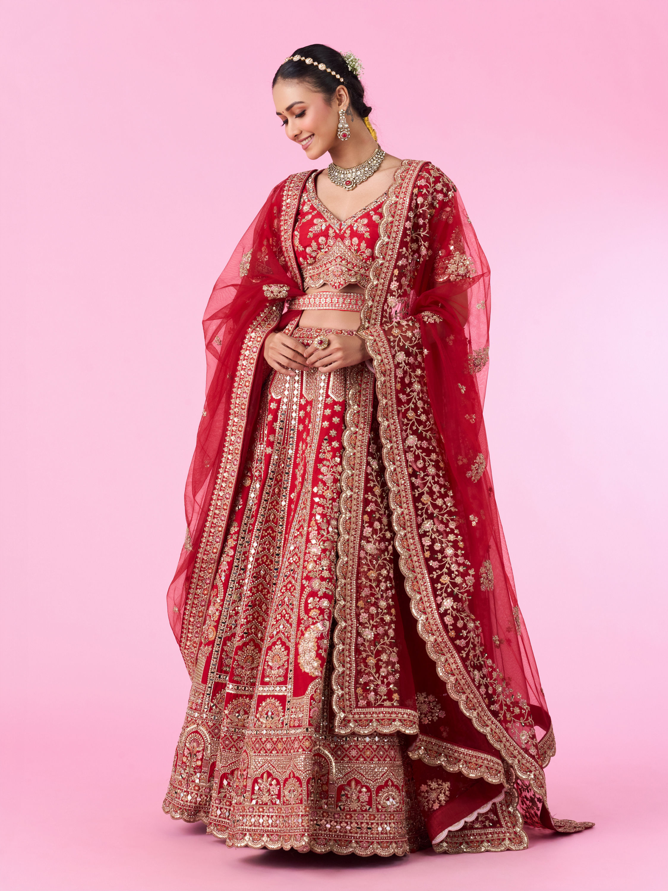 Mohey Women Red Splendor Bridal Lehenga