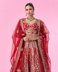 Mohey Women Red Splendor Bridal Lehenga