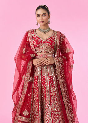 Mohey Women Red Splendor Bridal Lehenga
