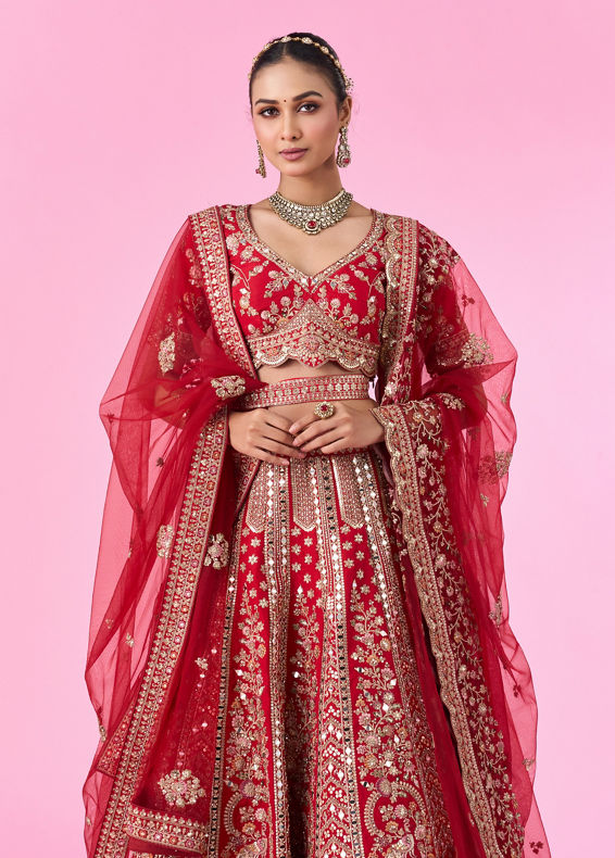 Mohey Women Red Splendor Bridal Lehenga