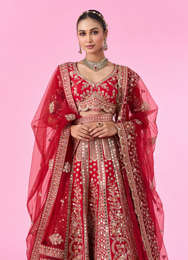 Mohey Women Red Splendor Bridal Lehenga