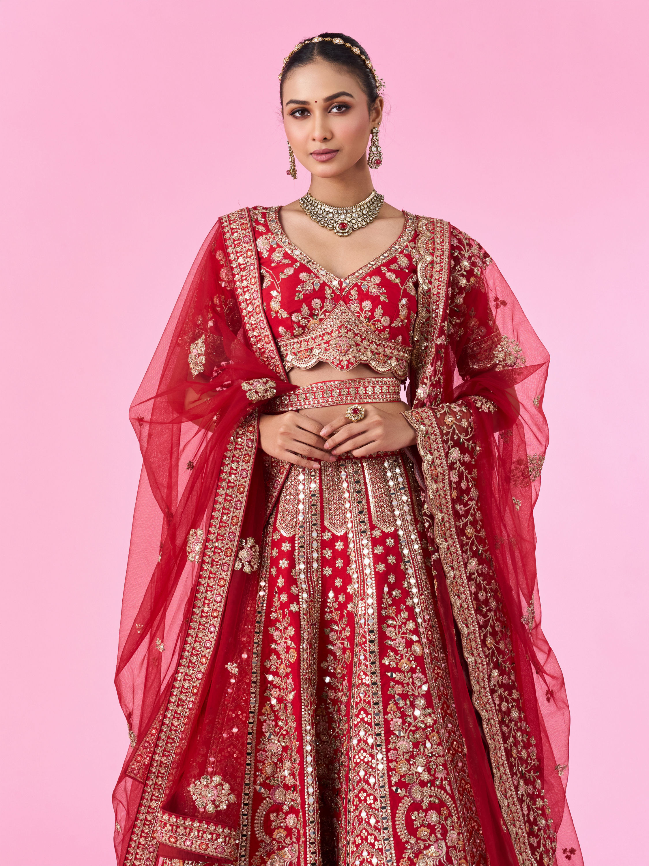 Mohey Women Red Splendor Bridal Lehenga