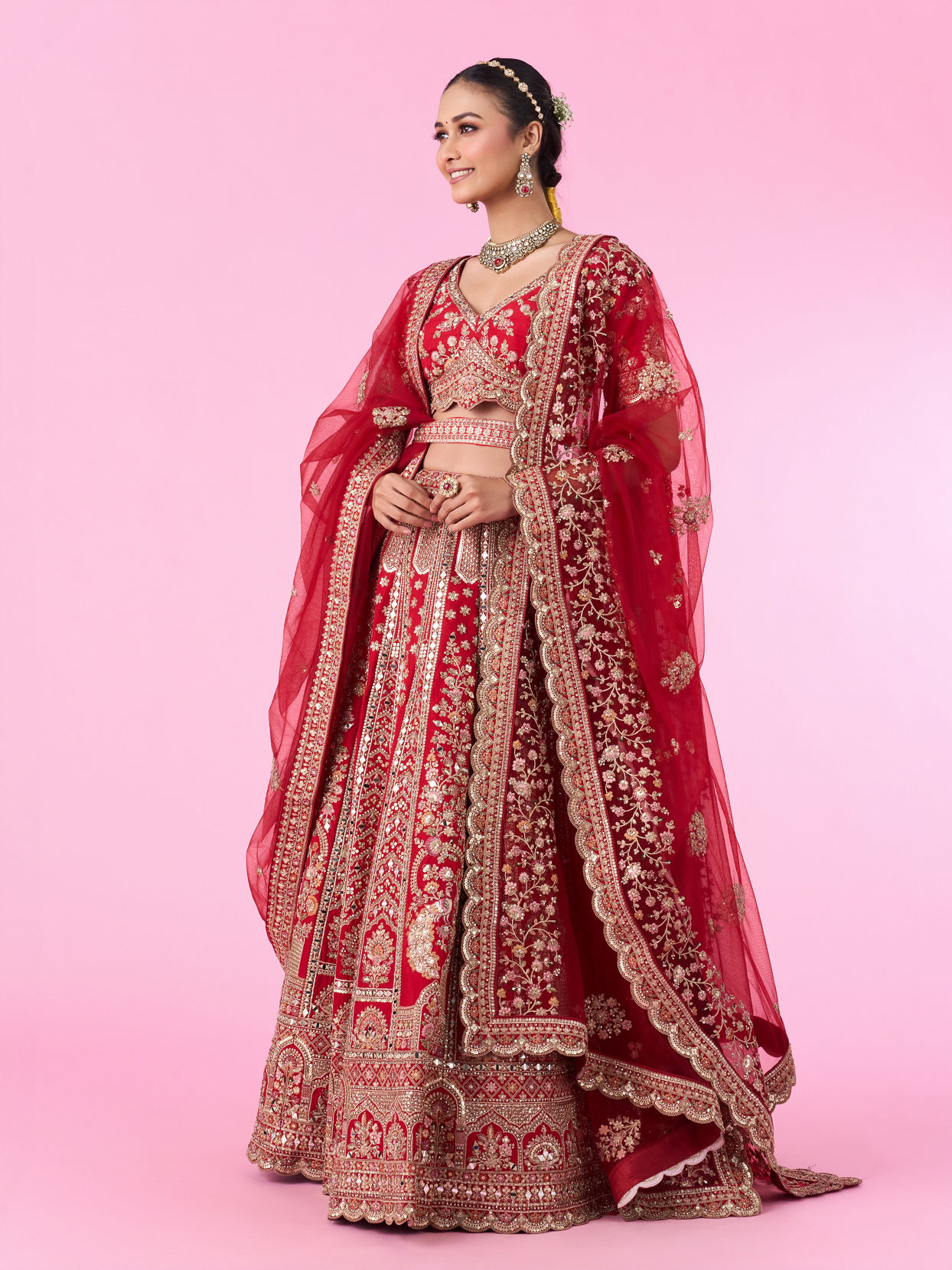Mohey Women Red Splendor Bridal Lehenga