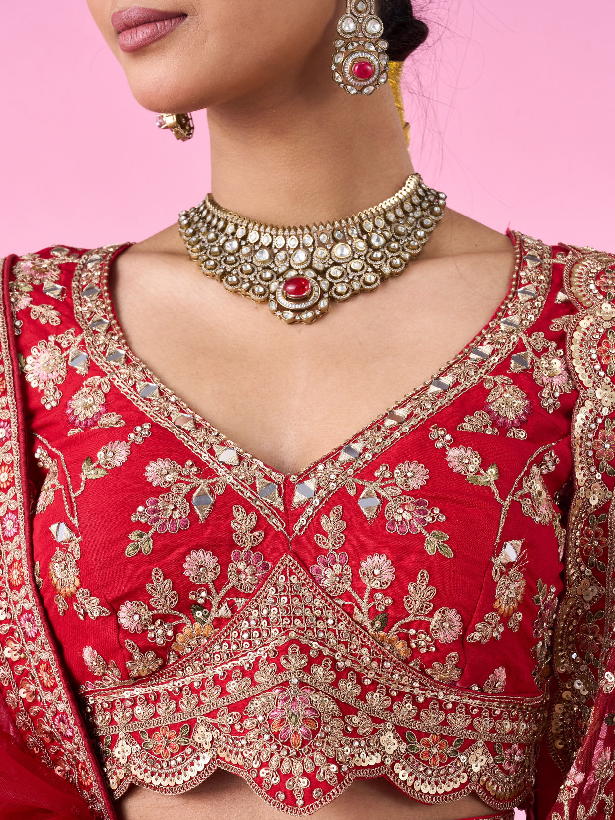 Mohey Women Red Splendor Bridal Lehenga