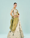 Mohey Women Elegant Cream Semi Bridal Lehenga