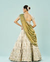 Mohey Women Elegant Cream Semi Bridal Lehenga