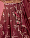 Mohey Women Wine Hue Chinon Layered Lehenga