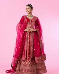 Mohey Women Velvety Rani Pink Bridal Lehenga