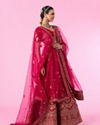 Mohey Women Velvety Rani Pink Bridal Lehenga