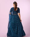 Mohey Women Blue Net Lehenga Set