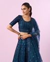 Mohey Women Blue Net Lehenga Set