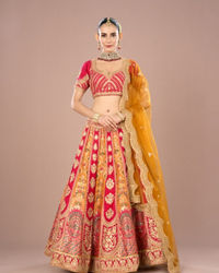 Mohey Women Pink Celebration Bliss Semi Bridal Lehenga