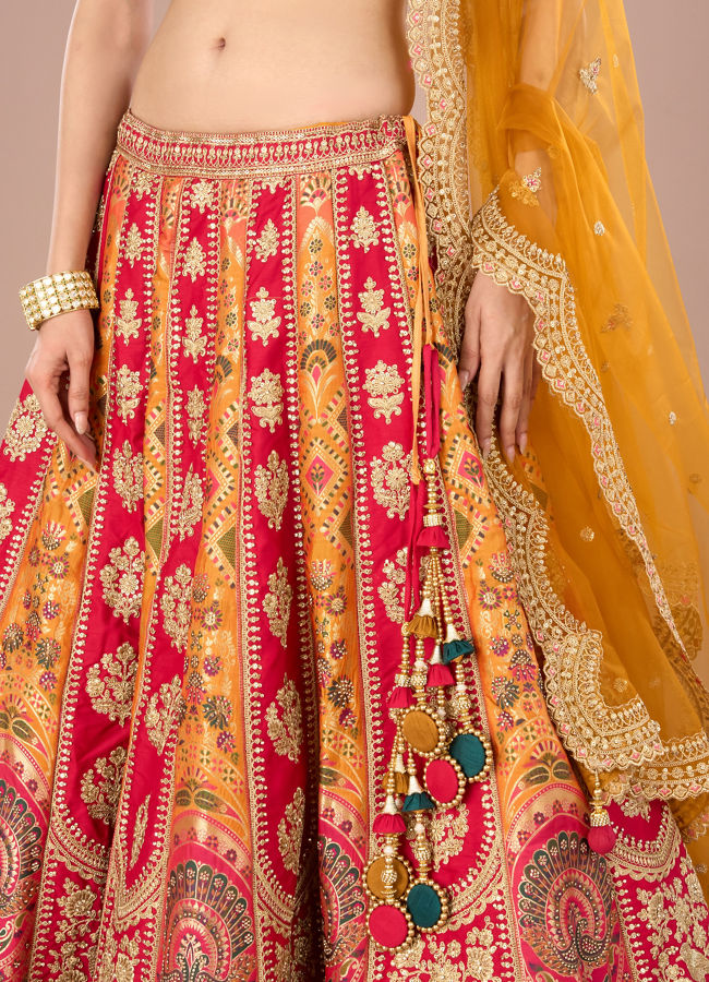 Mohey Women Pink Celebration Bliss Semi Bridal Lehenga