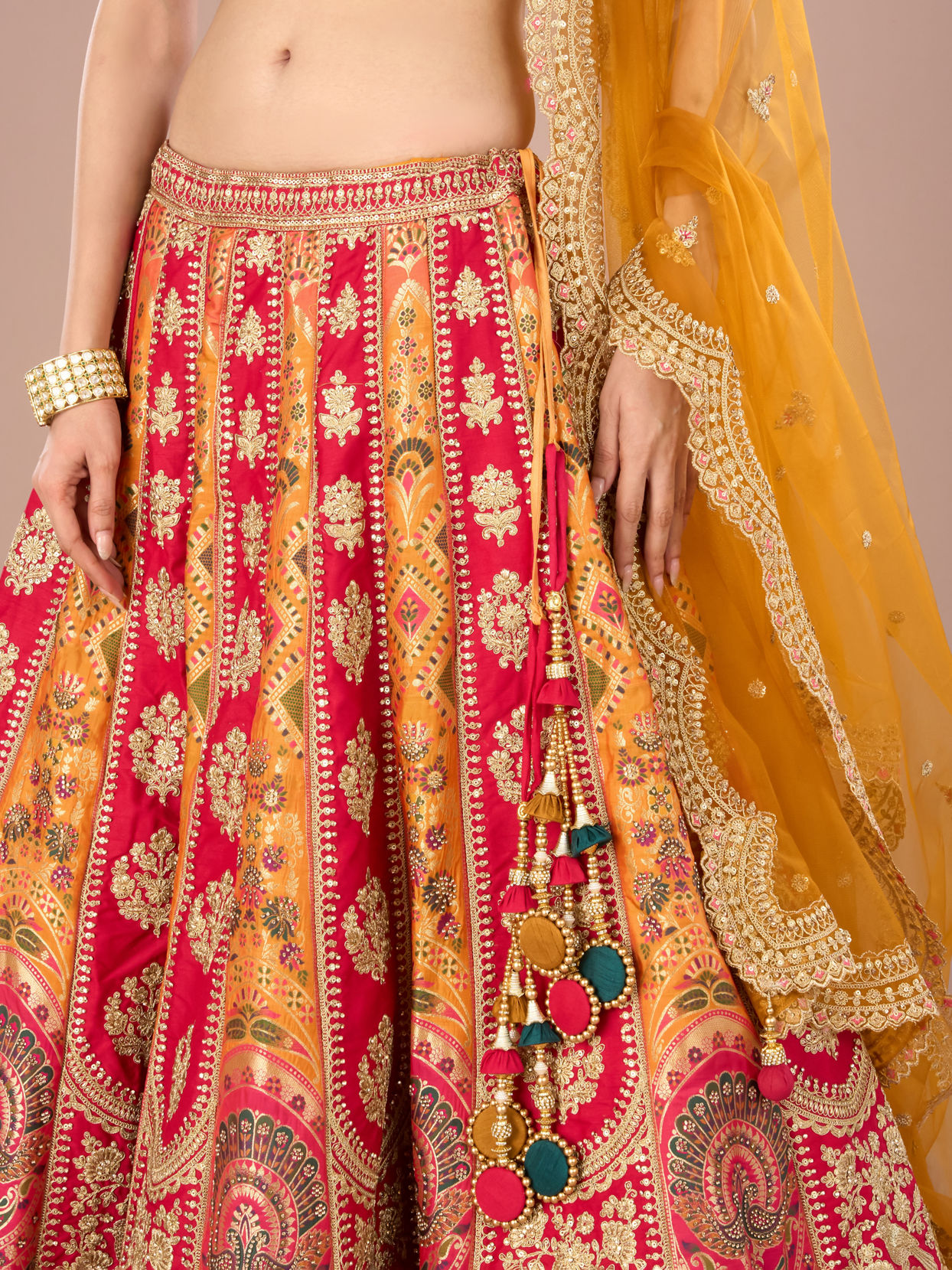 Mohey Women Pink Celebration Bliss Semi Bridal Lehenga
