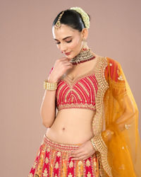 Mohey Women Pink Celebration Bliss Semi Bridal Lehenga