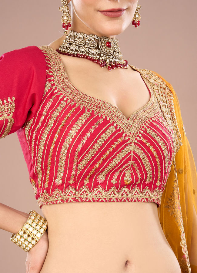 Mohey Women Pink Celebration Bliss Semi Bridal Lehenga