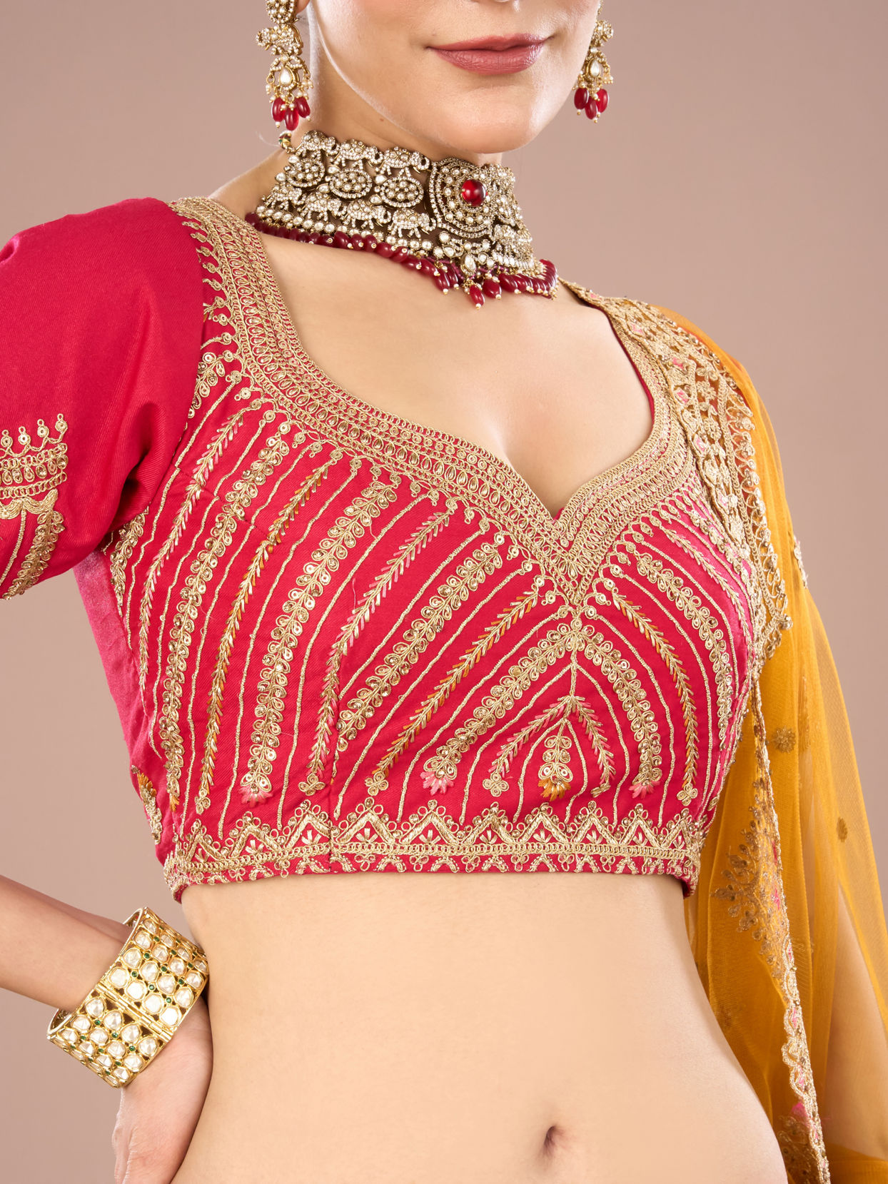 Mohey Women Pink Celebration Bliss Semi Bridal Lehenga