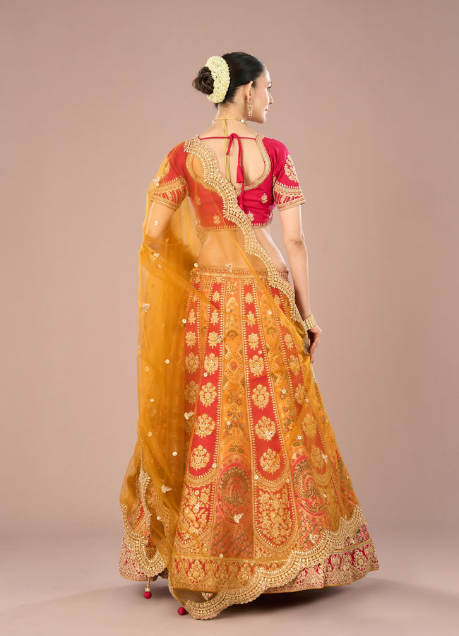 Mohey Women Pink Celebration Bliss Semi Bridal Lehenga