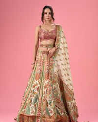 Mohey Women Radiant Cream Lehenga Ensemble