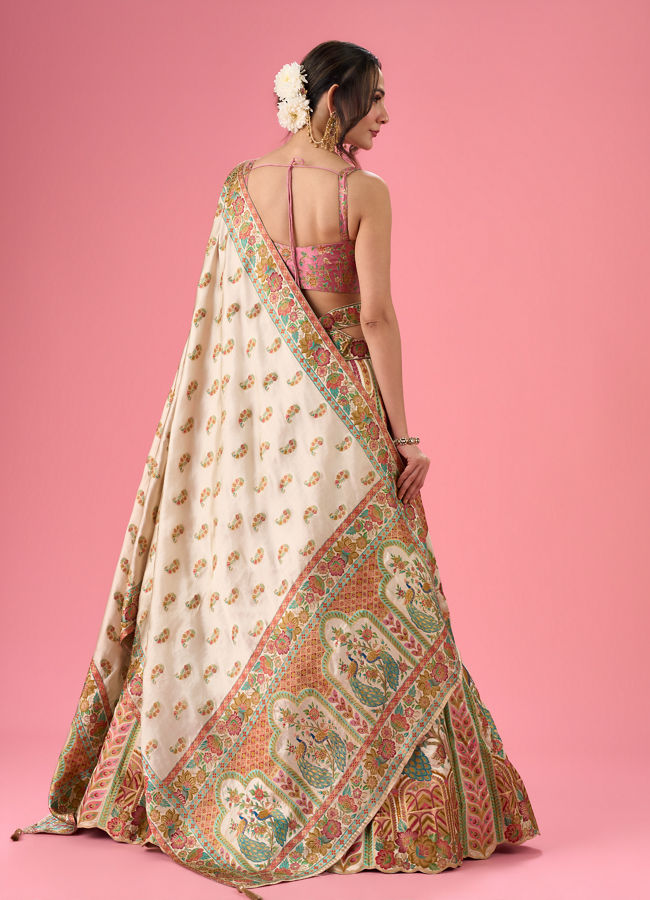 Mohey Women Radiant Cream Lehenga Ensemble