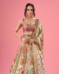 Mohey Women Radiant Cream Lehenga Ensemble