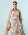 Mohey Women Cream Elegance Net Bridal Lehenga