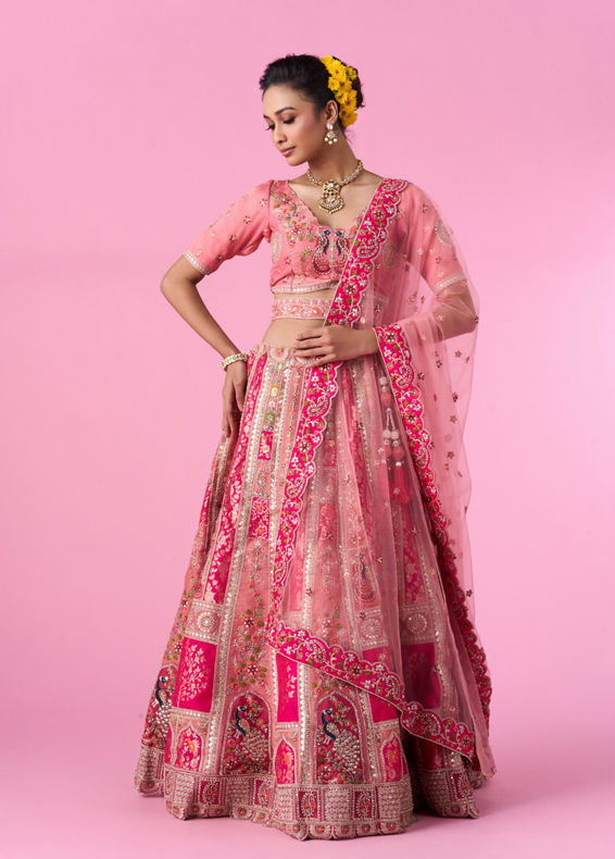 Mohey Women Grandiose Pink Brilliance Lehenga