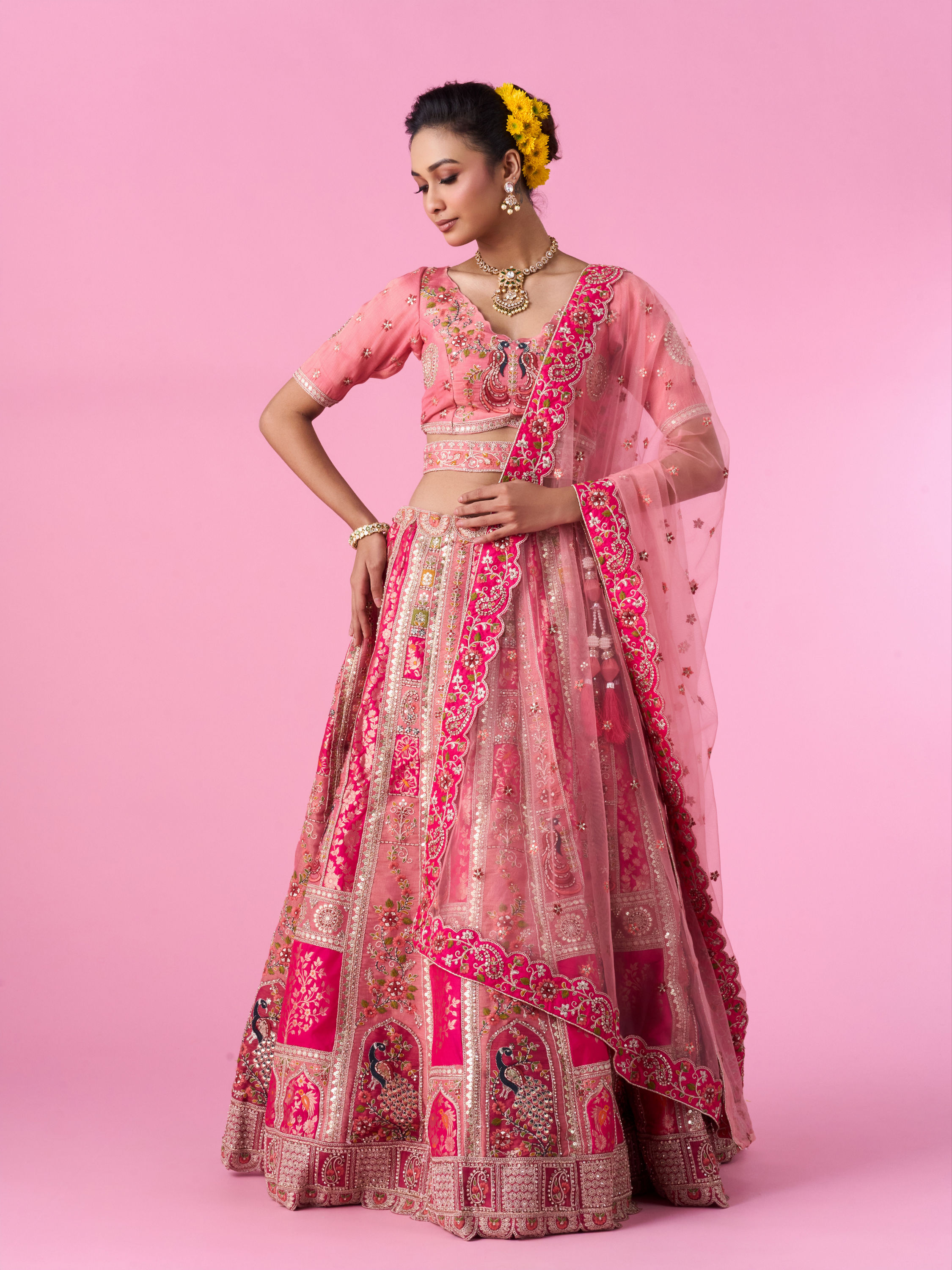 Mohey Women Grandiose Pink Brilliance Lehenga