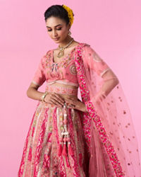 Mohey Women Grandiose Pink Brilliance Lehenga