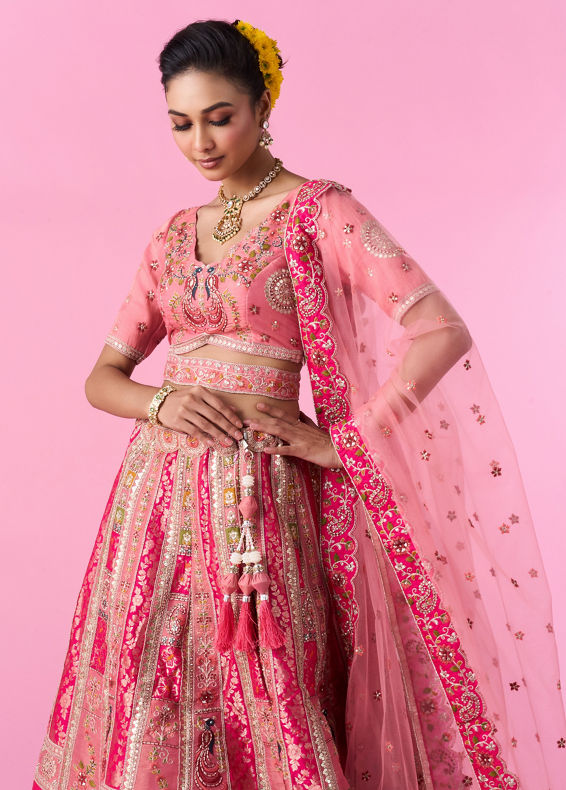 Mohey Women Grandiose Pink Brilliance Lehenga