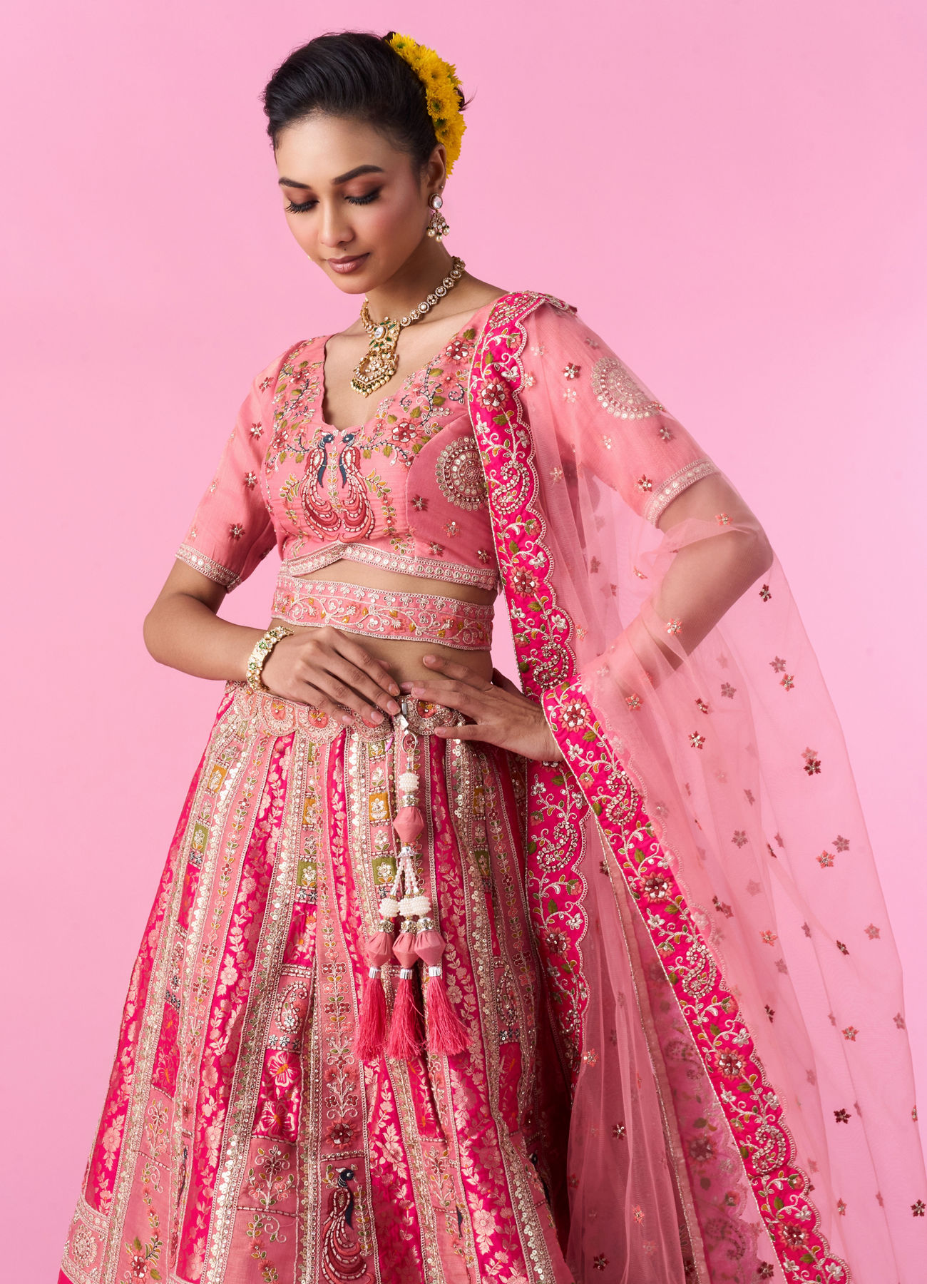 Mohey Women Grandiose Pink Brilliance Lehenga